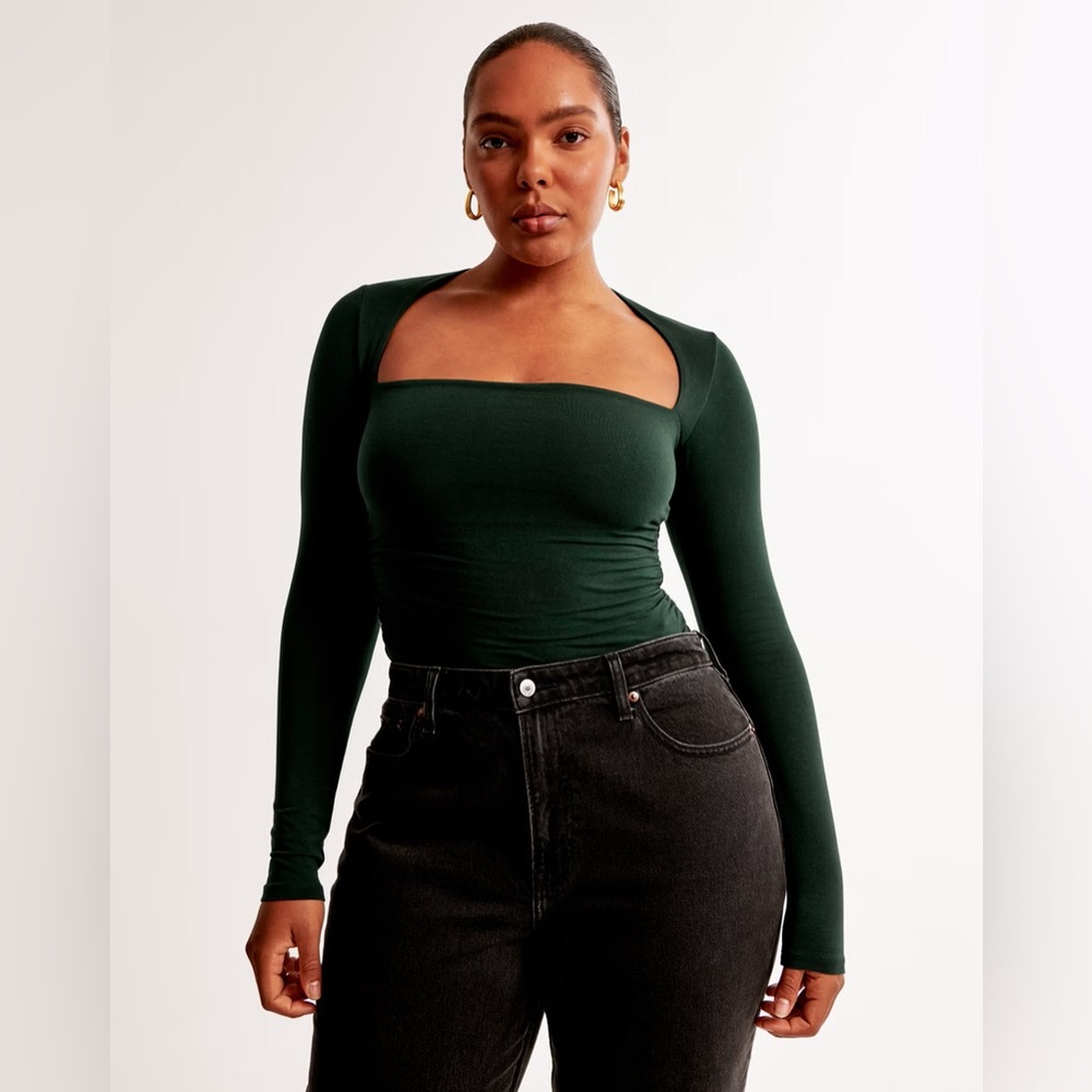 Abercrombie & Fitch Dark Green Long Sleeve Blouse